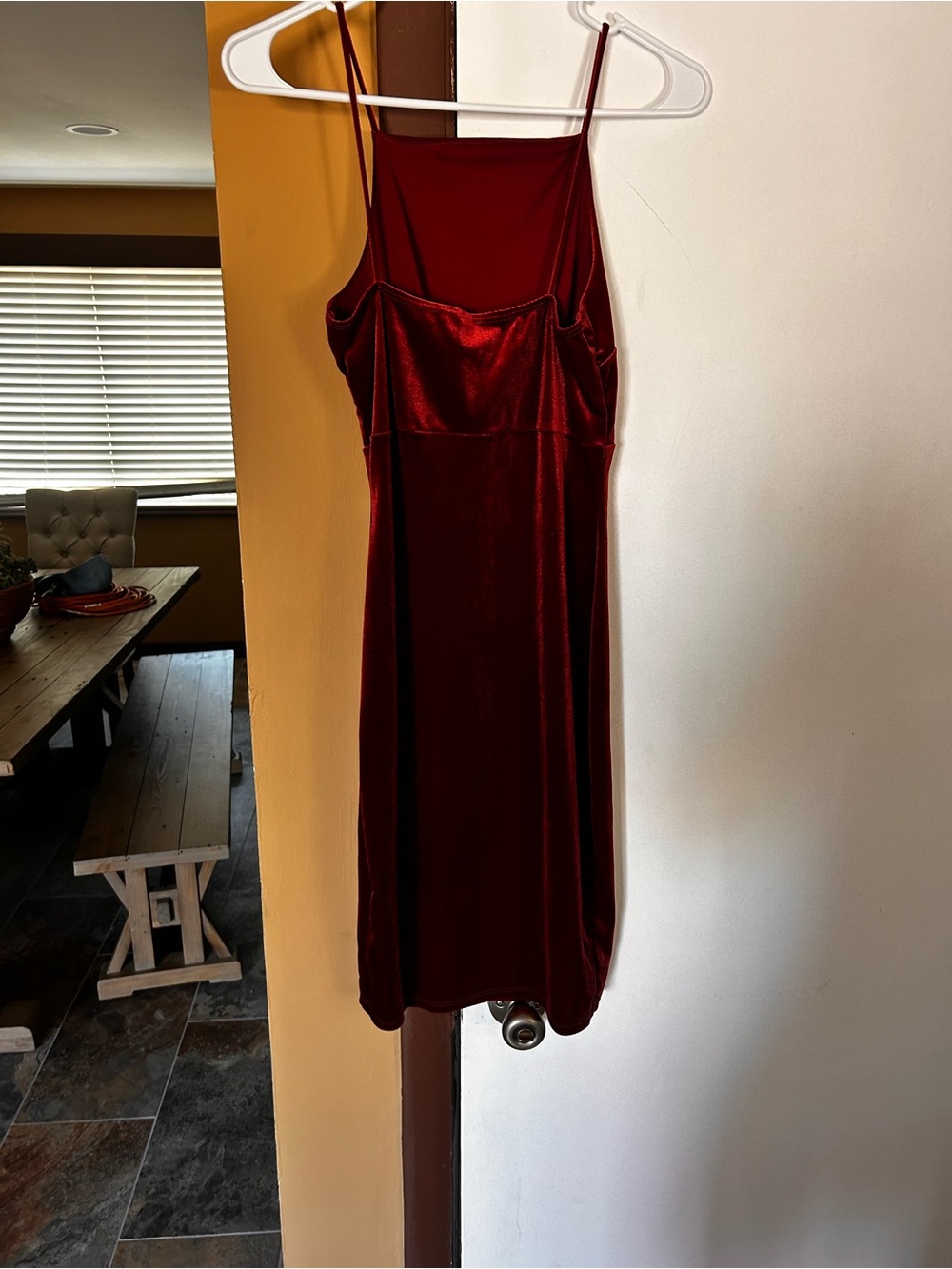 Windsor Red Velvet Asymmetrical Dress Small Spaghetti Strap Cocktail Party Dress - Picture 8 of 8